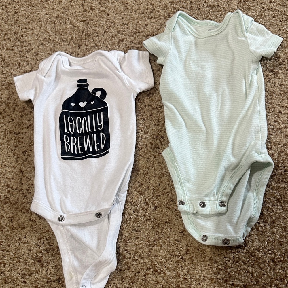 “Locally Brewed” and Mint Baby Onesies 0-3 Month